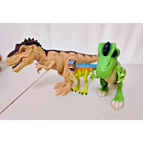 Dinosaur set of 3 T Rex Vintage Flashing eyes and Noise Jurassic Park - Picture 15 of 15